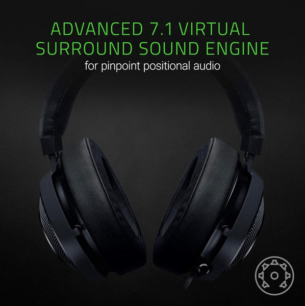 Razer Kraken 7.1 V2: 7.1 Surround Sound - Retractable Noise-Cancelling Mic - Lightweight Aluminum Frame - Gaming Headset Works with PC & PS4 - Black