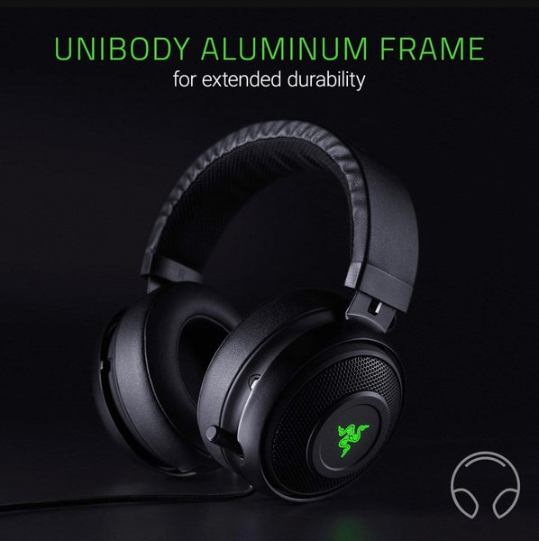 Razer Kraken 7.1 V2: 7.1 Surround Sound - Retractable Noise-Cancelling Mic - Lightweight Aluminum Frame - Gaming Headset Works with PC & PS4 - Black