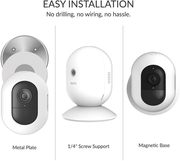 Kami 1080P Wire-Free Home Camera Kit, Wireless Outdoor Battery Security Camera with Motion Detection, Night Vision, Two-Way Audio and 6 Months 7-Day Cloud Service via Kami APP or YI Home APP (WK101)