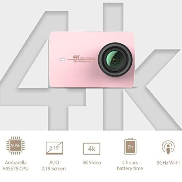 YI 4K Action Camera Rose Gold w/ Yi Gimbal + Selfie Stick (Bundle)